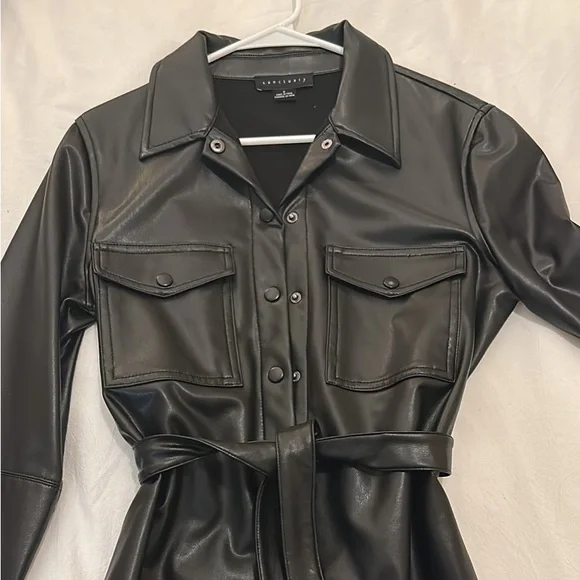 chinese dress ladies Sanctuary Leather Like Shirt Dress  Jules&JC